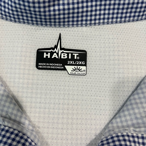 Habit Men’s 2XL Patriot Blue Seafarer Check Fishing Shirt UPF 40+ Vented Outdoor - Picture 3 of 8